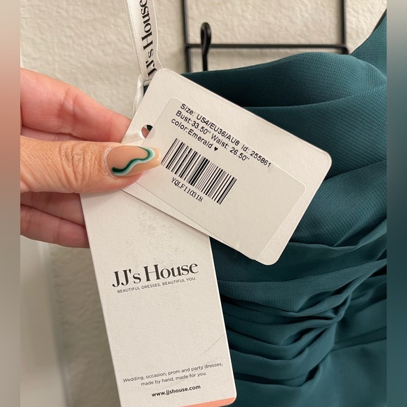 JJ’s‎ Emerald Green One Shoulder Floor Length Dress Size 4 - Picture 6 of 12